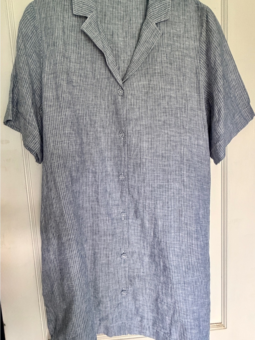 Everlane Linen Shirtdress in blue and white stripes, XL. - Picture 4 of 4